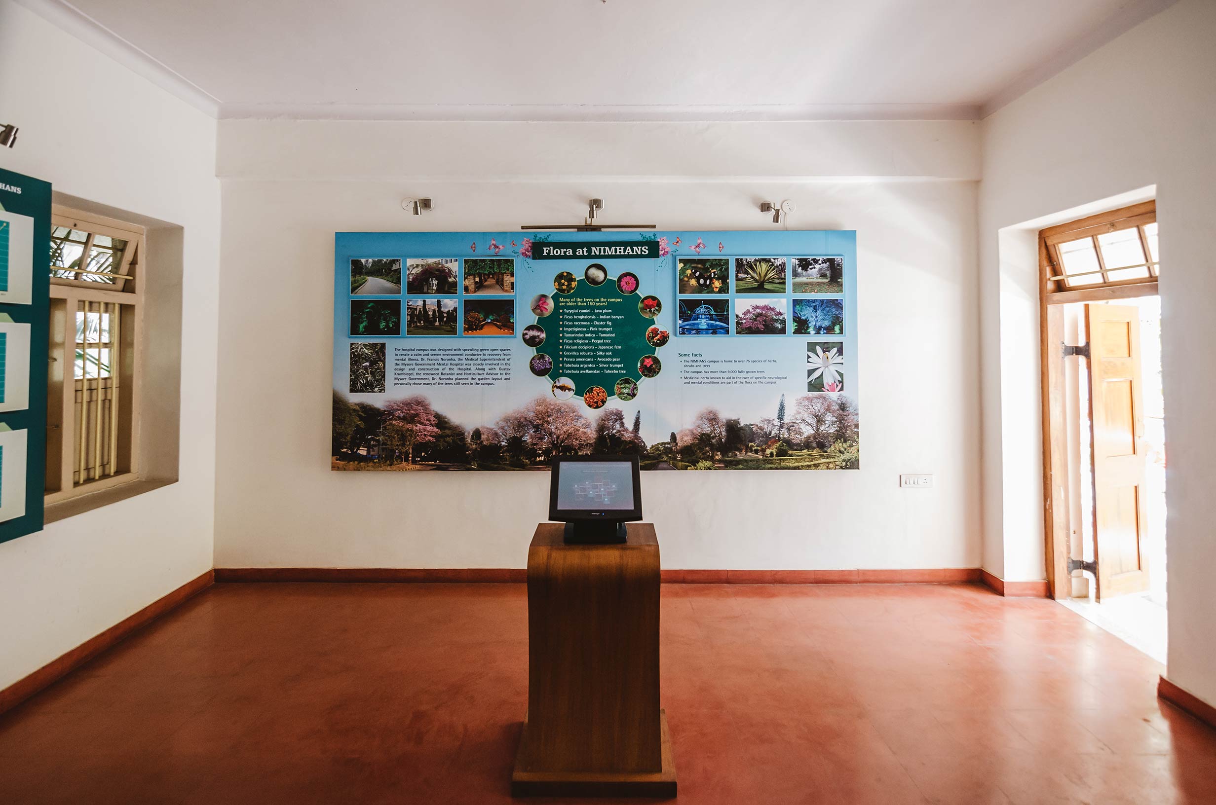 Display showing the flora at NIMHANS institute Display showing the flora at NIMHANS institute